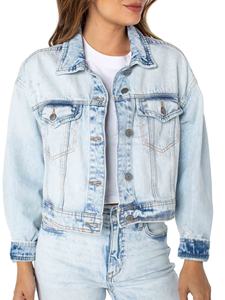 Chaquetas vaqueras lavadas para mujer, ropa de calle de verano para mujer, chaquetas cortas con relleno de algodón, servicio OEM al por mayor - Product Image 6