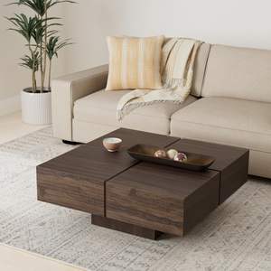 Article en bois remarquable Table basse couleur noyer pour salon et salle à manger Table centrale Tables basses essentielles - Product Image 2