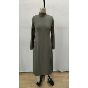 Robe longue à col roulé et fente profonde en modal pour femme, 31832 - Vert - Product Image 5