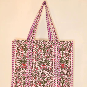 Bolso de mano pequeño acolchado de algodón indio, bolso de hombro con estampado de bloque hecho a mano, bolsos de compras para mujer, bolso de almacenamiento Extra de viaje - Product Image 1