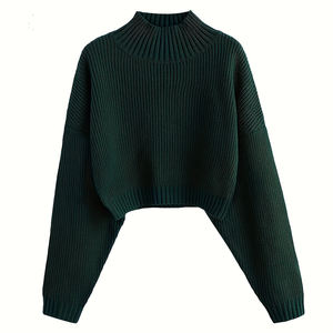 Suéteres con Logotipo Personalizado al por Mayor, Suéteres de Algodón para Mujer, Suéteres Holgados de Cuello Redondo y Manga Larga en Color Sólido - Product Image 3