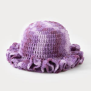 Sombrero de Pescador Tejido a Mano con Volantes y Borde Plegado, Teñido con Satén, Cálido, Casual, Unisex, para Invierno - Product Image 6