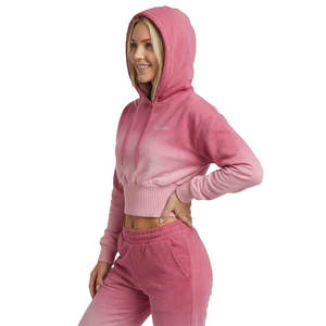 Wholesale Premium Cotton Fleece Women's Cropped Top Hoodies Wide Waistband Stylish Dropped Shoulder Pullover Custom Made Hoodies - Product Image 2