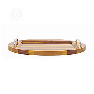 Modelo de barco náutico de madera de cedro hecho a mano vitrina elegante decoración del hogar patrón de pintura 31 cm bandeja ovalada letrero de pared artesanía de madera - Product Image 1