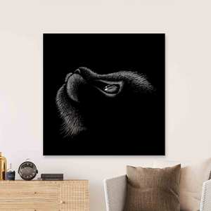 Impression sur toile moderne avec motif de chat - Décoration murale noire élégante, encadrée - Product Image 1