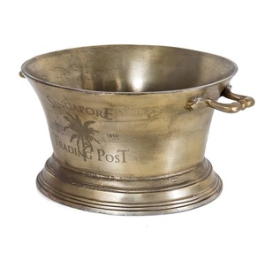 CAST ALUMINIUM ICE WINE CHILLER WINE BOTTLE HOLDER <b>VINTAGE</b> TROPHY <b>CHAMPAGNE</b> <b>BUCKET</b> LUXURY DESIGN WITH SIDE HANDLE - Product Image 6