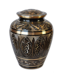 Urna funeraria dorada y negra para cenizas humanas, personalizable, urna conmemorativa para guardar cenizas. - Product Image 1