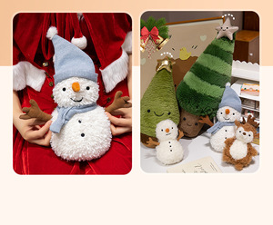 Peluche géante AiKa super douce et moelleuse, bonhomme de neige et renne, avec rembourrage en coton PP, anti-stress, cadeau festif, décoration de Noël - Product Image 3