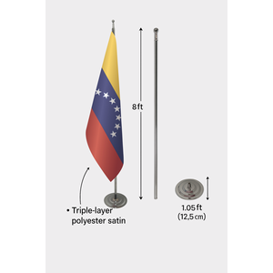 Drapeau officiel intérieur 3x5 pieds en polyester satiné style fanion du Venezuela, en aluminium, pour l'assurance automobile et les entreprises - Product Image 6