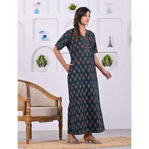 Camisón Casual y Cómodo de Algodón Azul Marino, Tejido de Popelina Suave con Cierre de Botones para Damas de Honor de Verano, Logotipo Personalizable, Talla XS, ODM - Product Image 3