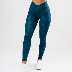 Mallas de mujer de cintura alta con logotipo personalizado OEM, ropa de gimnasio de punto transpirable de secado rápido, precio económico - Product Image 5