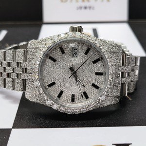 工厂定制男女嘻哈全冰钻石手表VVS Moissanite白金表带机械通过钻石测试 - Product Image 4