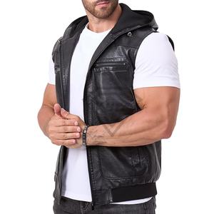2026 <b>Men's</b> Customized Genuine <b>Leather</b> Biker Motorcycle <b>Vest</b> Thick Winter Knitted Wear With Pocket Decoration Motorcycle <b>Vest</b> - Product Image 3
