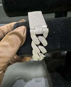 Synthetic Lab Grown Round Diamond 925 Sterling Silver <b>White</b> Gold Plated 22MM 8 Inches G Color <b>Bracelet</b> & Bangle - Product Image 4