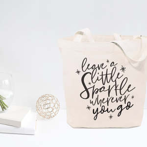 Cotton Canvas Tote Bag with Open Closure Solid Color Leave a Little Sparkle Wherever You Go Motto - Product Image 3