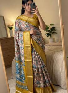 ผ้าไหมโดลาแท้สำหรับทำชุดอินเดีย พร้อมขอบปักดิ้นทอง สำหรับผู้หญิง มีสินค้าพร้อมส่ง - Product Image 6