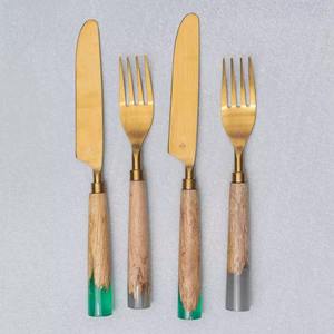 Ensemble de couverts en acier inoxydable manche en résine argenterie en acier miroir articles de couverts de cuisine restaurant mariage - Product Image 3