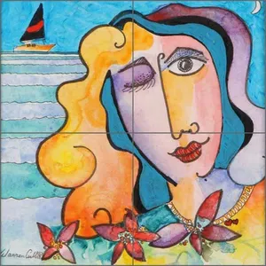 Warren Cullar Pop Art Tile Backsplash Mural de pared de cerámica tropical WC112 - Product Image 1