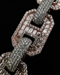 Chaîne à maillons Rectangle personnalisée en argent 925 plaqué or rose Collier Hip Hop de luxe pour hommes Colliers en moissanite baguette glacée - Product Image 5