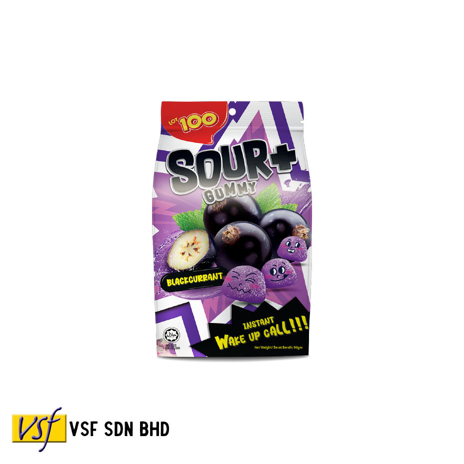 グミ ロット100グミ (サワー)-ブラックカラント味甘い95g X 24 Pkts