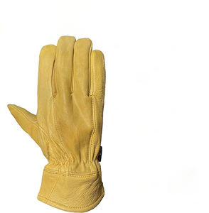 Guantes de trabajo de cuero de piel de cabra, duraderos y transpirables para todo tipo de clima y flexibles, agarre antideslizante para conducción de camiones y trabajo - Product Image 5