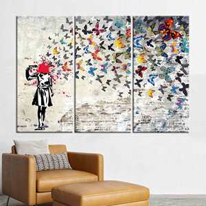Butterfly Girl Suicide Printed Canvas - Street Art Inspired Abstract Artwork,3P:Gallery <b>Wrapped</b> - Product Image 1