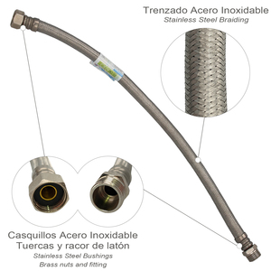 Tubo Flessibile Termostatico in Acciaio Inox Maschio 1/2" - Femmina 1/2" Lunghezza 500 mm - Product Image 2