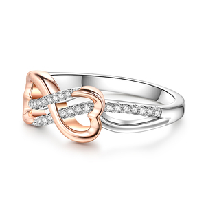 Bague pour femme Jeulia en argent sterling, cœur ouvert et symbole de l'infini, plaquée rhodium, bijoux fins - Product Image 2