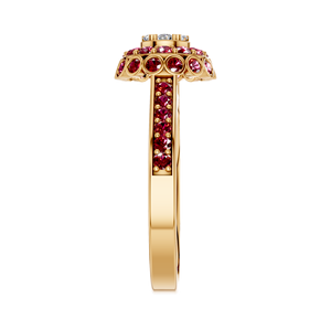Bague de mariage en or 14 carats avec diamant cultivé en laboratoire rubis Halo serti de griffes bijoux fins pour femmes luxe certifié IGI de l'Inde - Product Image 2
