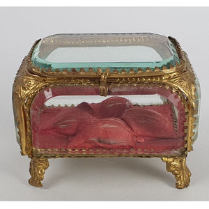 Haute qualité nouveauté laiton bordure or fini biseauté verre stockage souvenir boîte taille personnalisée pour la maison boîte en verre - Product Image 1