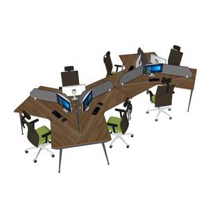 Contemporary 6-Person Plywood <b>Workstation</b> Cluster Modern HBCO057 CONE System Office <b>Desks</b> for Workspace or Bedroom - Product Image 1