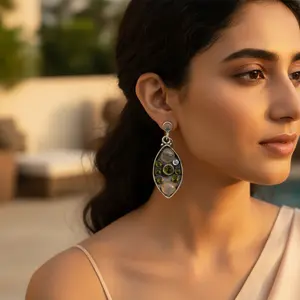 Women's Vintage Gold-Plated 925 Silver Drop <b>Earrings</b> with Moonstone Peridot Pearl Diamond & <b>Opal</b> Cute Dangle Jewelry - Product Image 1