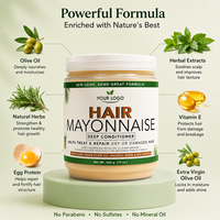 Vente en gros de Mayonnaise capillaire, revitalisant profond, masque réparateur pour cheveux secs et abîmés, à base de protéines d'œuf et d'huile d'olive, 426g