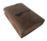 Journal en cuir rustique Jésus Croix chrétienne Fait à la main Papier écologique Cadeau religieux Baptême Journal de gratitude pour homme Voyage