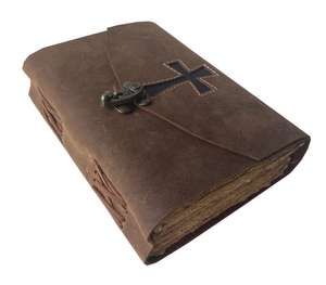 Journal en cuir rustique Jésus Croix chrétienne Fait à la main Papier écologique Cadeau religieux Baptême Journal de gratitude pour homme Voyage - Product Image 6