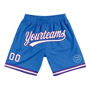 Pantalones cortos de baloncesto Industrie Direct Engro Sportswear Custom Blue White-Purple Authentic Throwback Basketball Shorts - Product Image 1