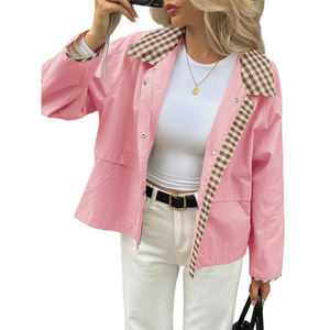 100% coton toile matériel femmes vestes Logo personnalisé col rabattu conception respirant femmes coton toile veste - Product Image 6