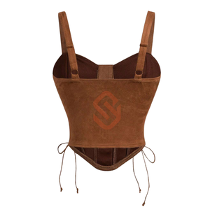 เสื้อครอปหนังนิ่ม Cowgirl สำหรับผู้หญิงสไตล์ตะวันตกหัวเข็มขัดหนังแกะแท้สีดำแบบตะวันตก - Product Image 6