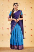 Nouveau Design Tendance Super Pure Zari Zig Zag Cuivre Tissage Moitié et Moitié Cuivre Lehenga Saree pour Femme