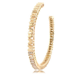 Brown Baguette <b>Diamond</b> 14Kt Gold Cuff <b>Bangle</b> <b>Bracelet</b> Women Party Wear Wholesale Jewelry - Product Image 2