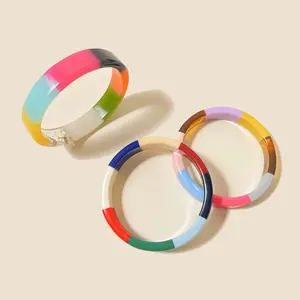 Venta al por mayor de moda de lujo fiesta brazalete grueso Color resina brazaletes mujeres joyería color esmalte pulsera - Product Image 3