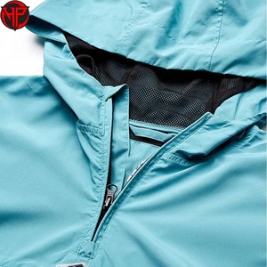 Chaqueta Anorak con Capucha y Bloques de Color, Ligera, Cortavientos, Impermeable, para Exteriores, con Cierre de Cremallera de un Cuarto - Product Image 2