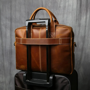 Maletín Clásico de Cuero Vacuno para Portátil, Bolso Bandolera, Duradero, Vintage, Gran Capacidad, Portátil, para Oficina, con Cierre - Product Image 3