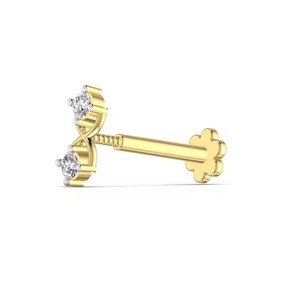 Real Diamond <b>Nose</b> <b>Stud</b> Pin Body Piercing Jewelry Fine Jewelry <b>Gold</b> 2 Stone 14kt Solid for Women in Yellow Rose and White <b>Gold</b> - Product Image 5
