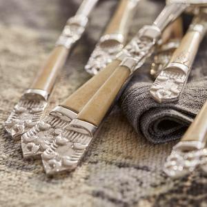 Juego de Cubiertos de acero inoxidable con asas de forja a mano, acabado plateado para el hogar y la boda, juego de cubiertos para comer - Product Image 6