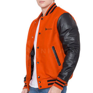 แจ็กเก็ตเลตเตอร์แมนสำหรับผู้ชายเสื้อแขนหนังคอตั้งสำหรับฤดูหนาว - Product Image 3