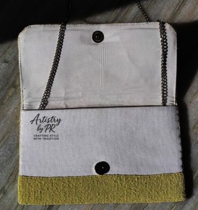 Sac à main de soirée en perles de luxe fait à la main, sac à main de mariée de fête de mariage de créateur, broderie de haute qualité, soie portable - Product Image 6