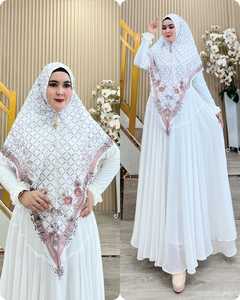 Alzena Blooming Aurora Outfit for Muslimah Indonesia Premium <b>Satin</b> Beautifully Embroidered <b>Scarf</b> Soft Movement Formal Print - Product Image 4