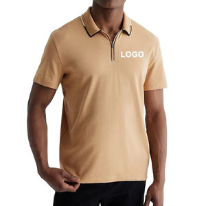 Polo Negro Sólido con Cierre para Hombre, Estilo Casual, Talla Grande, Transpirable, de Piqué Crepé, con Diseño de Cuello con Cierre y Estampado, Diseño OEM - Product Image 6