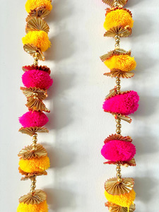 ขนสัตว์ Pom Pom ลูกปัดระฆังสําหรับงานแต่งงานตกแต่งพวงมาลัยสําหรับเทศกาลฉากหลัง Haldi Mehandi Sangeet ตกแต่ง - Product Image 4
